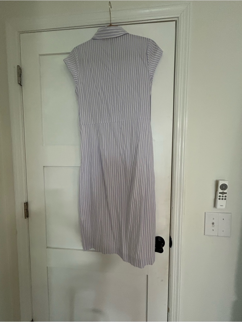White House Black Market Lavender Stripe Midi Shirt Dress - Picture 6 of 6